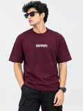 Men’s Maroon Ferrari Printed Oversized T-Shirt – Half Sleeve Crew Neck Casual Tee